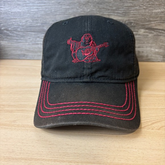 True Religion Other - Vintage True Religion Hat Cap Strap Back Black Red Buddha Adjustable